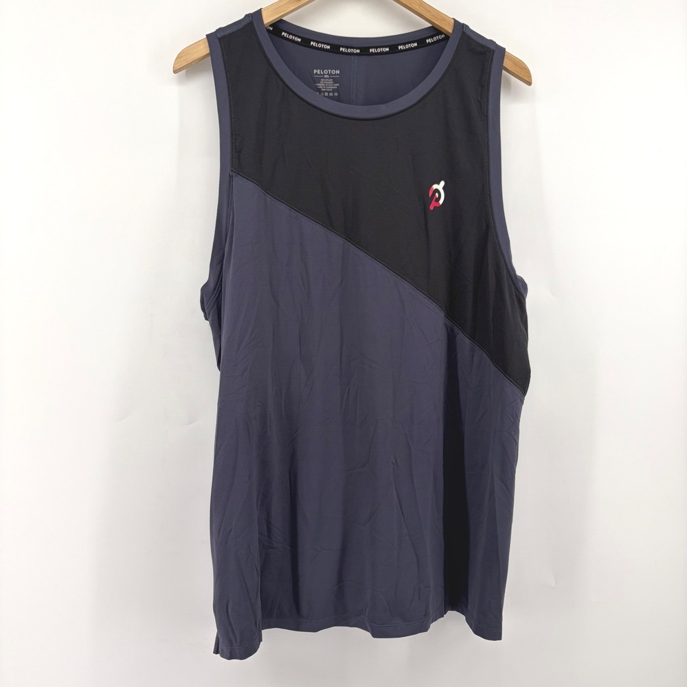 Peloton Mens XXL Sleeveless Training Tank Top Charcoal Purple Black Colorblock